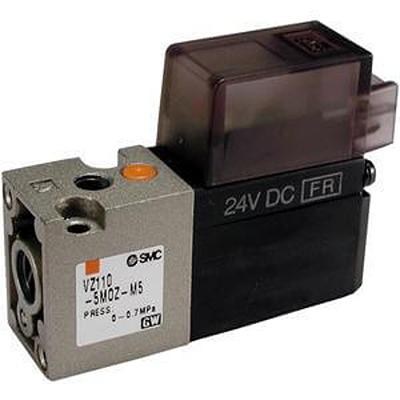 VZ110-5DO-M5-Q SMC 2 Position Single Solenoid Pneumatic Solenoid Valve - Solenoid M5 x 0.8 VZ1000 Series 24V dc
