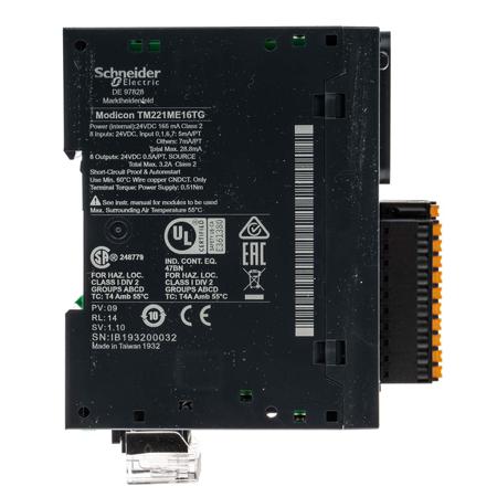 TM221ME16TG Schneider Electric , Modicon M221 PLC CPU, Ethernet Networking Mini USB B Interface, 256 kB Program Capacity, 8 Inputs