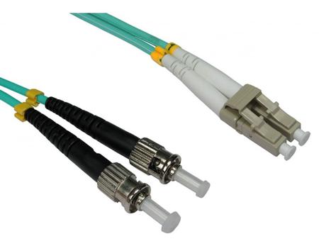 284-6957 RS PRO LC to ST Duplex Multi Mode OM3 Fibre Optic Cable, 3mm, Light Blue, 5m