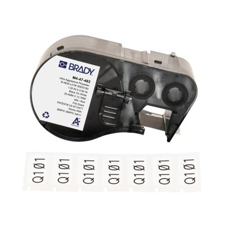M4-47-483 Brady B-483A on Black on White Label, 25.40 mm Width