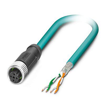 1407381 Phoenix ContactNBC, 2m Cat5, Blue M12 to Male Free Ends Shielded, Terminated Polyurethane Sheath