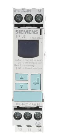 3UG4621-1AW30 Siemens Current Monitoring Relay, 1 Phase, SPDT, DIN Rail