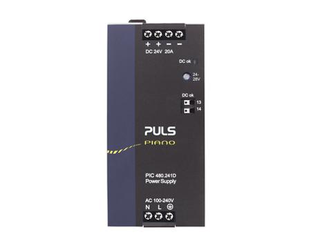 PIC480-241D PULS PIC480 DIN Rail Power Supply, 240V ac Input, 24V dc Output, 20A Output, 480W