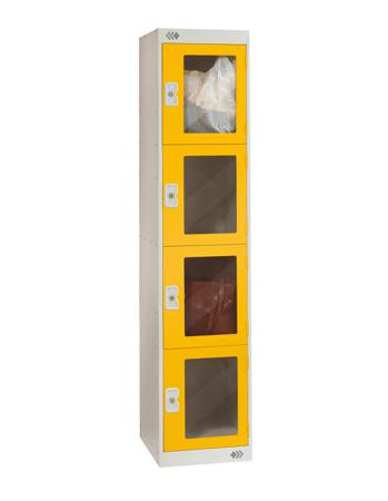 213-328 RS PRO 4 Door No Steel Yellow Locker, 1800 mm x 300 mm x 450mm