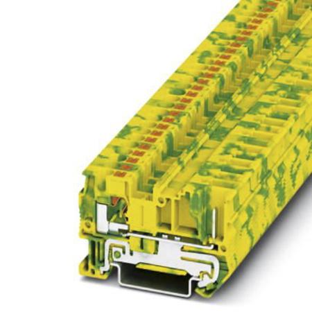3211942 Phoenix Contact  PT 4/1P-PE Series Green/Yellow, Single-Level, Push In Termination