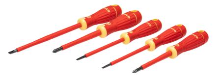 B220.015 Bahco  Pozidriv; Slotted Insulated Screwdriver Set, 5-Piece