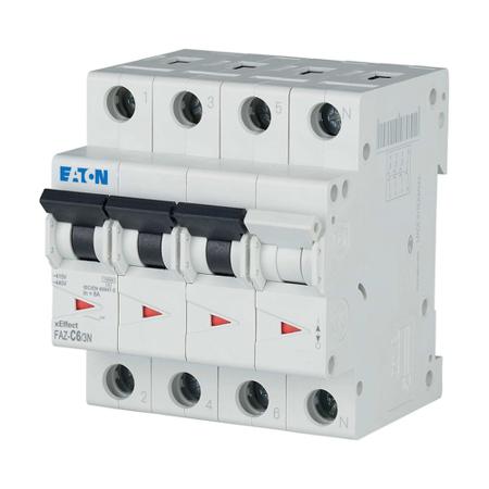 278969-FAZ-C6-3N Eaton xEffect FAZ MCB, 3+N, 6A Curve C, 400V AC, 10 kA Breaking Capacity