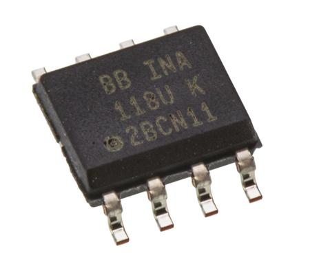 INA118U  Texas Instruments, Instrumentation Amplifier, 125μV Offset 800kHz, 8-Pin SOIC