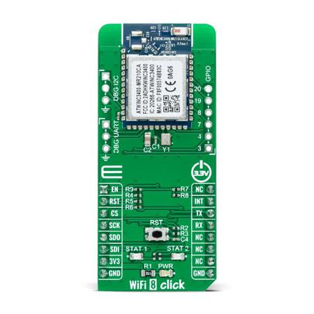 MIKROE-4704 MikroElektronika WiFi 8 Click ATWINC3400-MR210CA Bluetooth Smart (BLE), WiFi Add On Board for mikroBUS socket 2.4GHz