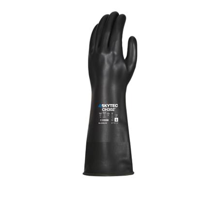 SKG00076BH Skytec CH302 Black Chemical Resistant Work Gloves, Size Large, Natural Rubber Coating