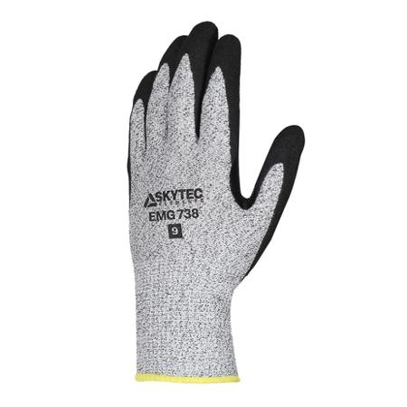 EMG00738FJ Skytec EMG738 Black, Grey Glass Fibre, HPPE, Nylon Cut Resistant, Dry Environment, Good Dexterity Work Gloves, Size XL,