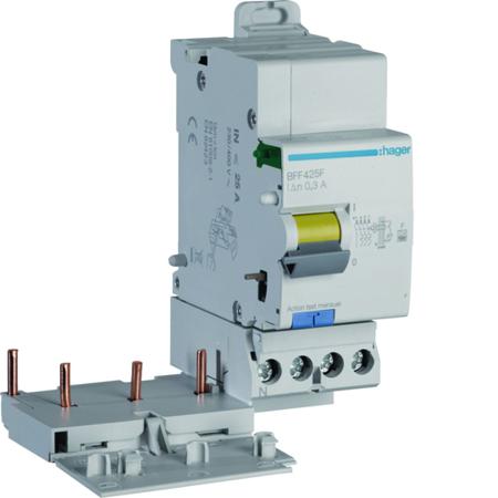 BFF425F Hager BFF RCCB, 25A, 3P+N Pole, 300mA, Type F