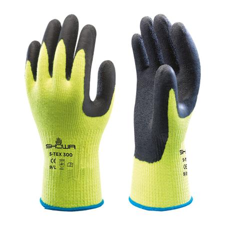 SHO2904 Showa S-TEX 300 Black, Yellow 10 Gauge Hagane Coil Abrasion Resistant, Cut Resistant Work Gloves, Size XL, Latex Coating
