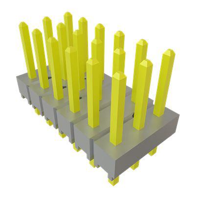 TSW-106-07-F-T Samtec TSW Series Vertical Through Hole PCB Header, 18 Contact(s), 2.54mm Pitch, 3 Row(s), Unshrouded