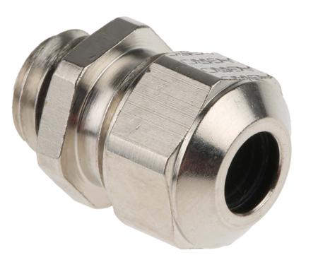 A1000.10.060 SES Sterling A1 Series Metallic Nickel Plated Brass Cable Gland, M10 Thread, 4mm min., 6mm max., IP68, IP69K