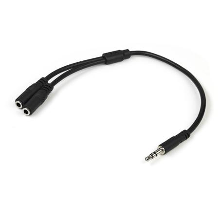 MUY1MFFS StarTech.com Male 3.5mm Stereo Jack to Female 3.5mm Stereo Jack x 2 Aux Cable, Black, 200mm