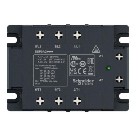SSP3A250BDRT Schneider Electric 50 A 3P-NO Solid State Relay, Zero Cross, Panel Mount SCR, 530 V ac Maximum Load