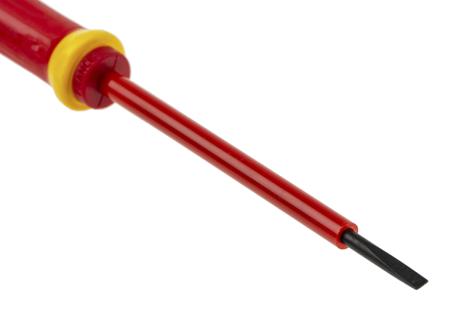 AT2-5X75VE Facom Slotted Insulated Screwdriver 0.4 x 2.5 mm Tip 75 mm Carbon Steel VDE/1000V Approved