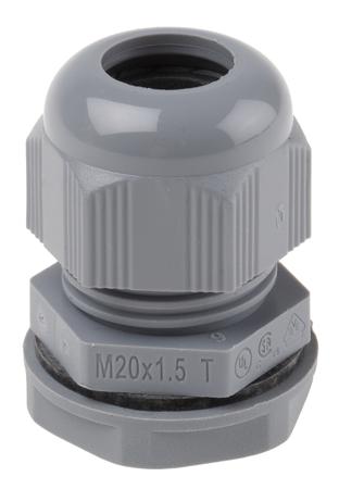 PMC20 SL080 Alpha Wire FIT Wire Management Series Grey Chloroprene Rubber (O-Ring/Seal), Polyamide Cable Gland, M20 Thread, 6mm