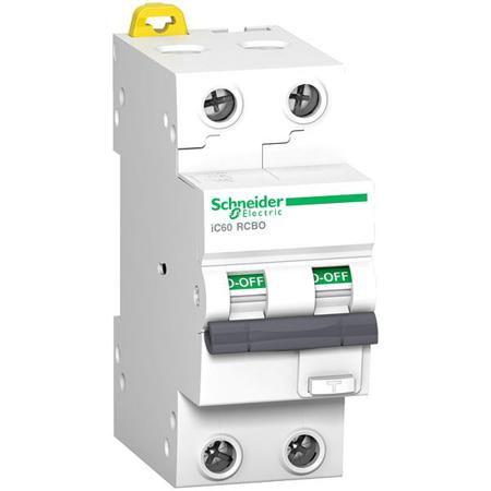A9D27210 Schneider Electric RCBO, 10A Current Rating, 2P Poles, 30mA Trip Sensitivity, Type C, Acti9 Range