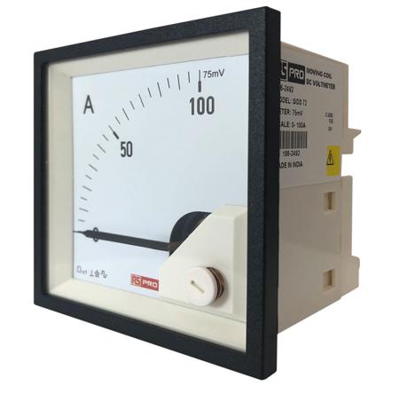 186-2492 RS PRO Analogue Panel Ammeter DC, 72mm x 72mm, 1 % Moving Coil