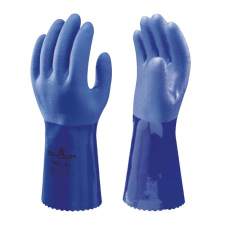 SHO6804 Showa 660 Gauntlet Black Cotton Chemical Resistant Work Gloves, Size XL, PVC Coating