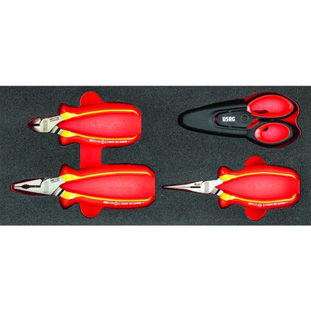U05191019 Usag 4 Piece Automotive Tool Kit Tool Kit with Tray, VDE Approved