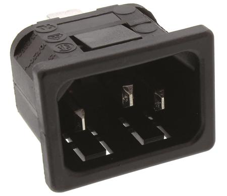PX0575/10/63 Bulgin C14 Snap-In IEC Connector Male, 10A, 250 V