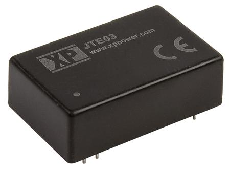 JTE0324D03 XP Power JTE03 DC-DC Converter, ±3.3V dc/ ±450mA Output, 9 → 36 V dc Input, 3W, Through Hole, +100°C Max Temp