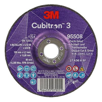 7100305450 3M 95508 Ceramic Cutting Disc, 100mm x 4.2mm Thick, 36+ Grade, 10 in pack