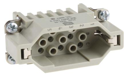 09210153001 HARTING Heavy Duty Power Connector Insert, 10A, Male, Han D Series, 15 Contacts