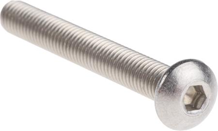 304-4766 RS PRO Stainless Steel Hex Socket Button Screw, ISO 7380, M5 x 40mm