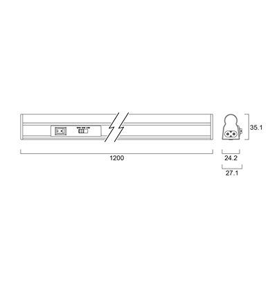 90243 Sylvania 15 W LED Batten Light, 240 V LED Batten, 1.194 m Long, IP20