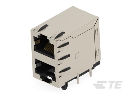 2501551-3 TE Connectivity 25015 Series Female Ethernet Connector, Through Hole, Cat5e Right Angle 2 Port 8 -Way