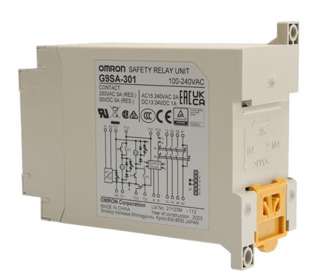 G9SA-301-AC100-240 Omron G9SA 100 → 240 V ac Safety Relay Dual Channel with 1 Safety Contact and 1 Auxilary Contact