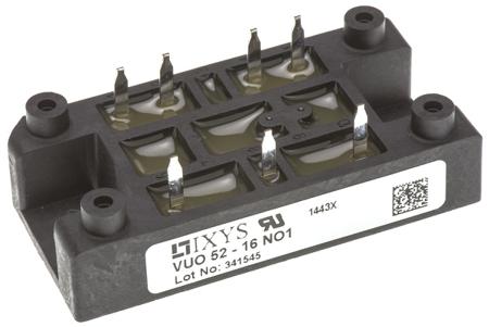 VUO52-16NO1 IXYS Bridge Rectifier Module, 55A, 1600V, 3-phase, 5-Pin