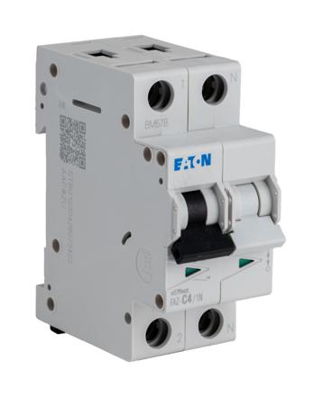 278666 FAZ-C4/1N Eaton xEffect MCB, 1+N, 4A Curve C, 240V AC, 48V DC, 10 kA Breaking Capacity