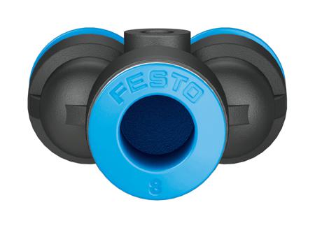 QSY-8-6-50 Festo QSY Pneumatic Y Tube-to-Tube Adapter, Push In 8 mm x Push In 6 mm x Push In 6 mm