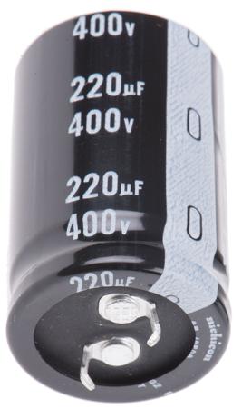 LGU2G221MELA Nichicon 220μF Aluminium Electrolytic Capacitor 400V dc, Snap-In -
