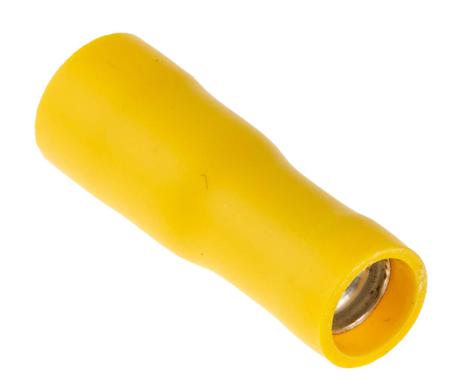 534-941 RS Pro Insulated Female Crimp Bullet Connector, 2.5mm² to 6mm², 12AWG to 10AWG, 5mm Bullet diameter, Yellow