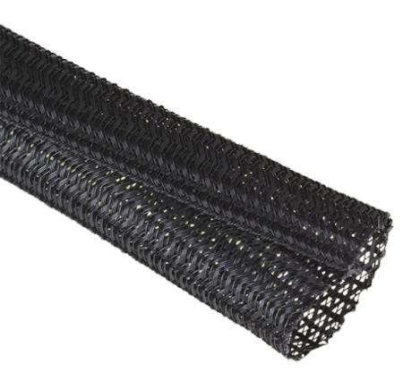 G1303/4 BK007 Alpha Wire Braided PET Black Cable Sleeve, 19.05mm Diameter, 15m Length, FIT Wire Management Series