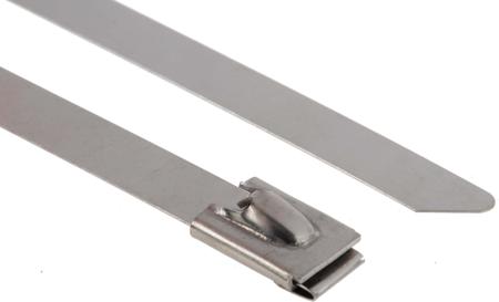 159-5335 RS PRO Cable Tie, Roller Ball, 360mm x 7.9 mm, Metallic 316 Stainless Steel, Pk-100