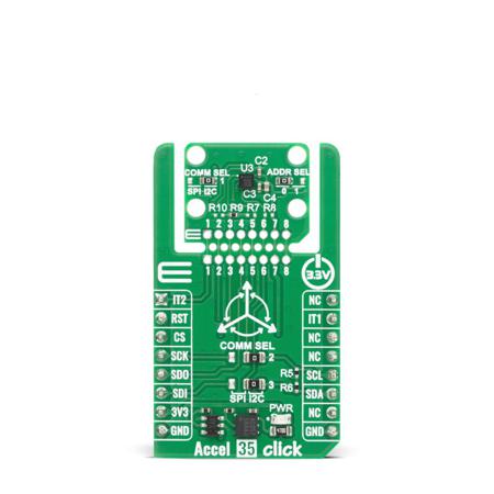 MIKROE-6828 MikroElektronika Accel Click Temperature Sensor Add On Board for LIS2DE12 MikroBUS