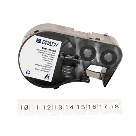 M4C-318-498 Brady B-498 on Black on White Label, 8.08 mm Width