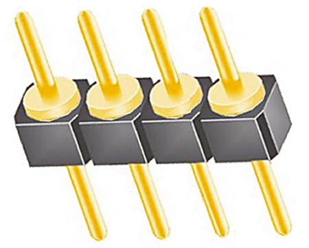 TS-104-G-A Samtec TS Series Straight Through Hole Pin Header, 4 Contact(s), 2.54 mm Pitch, 1 Row, Unshrouded