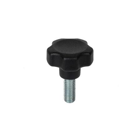 284-5427 RS PRO Black Thermoplastic Multiple Lobes Clamping Knob, M5, Threaded Mount