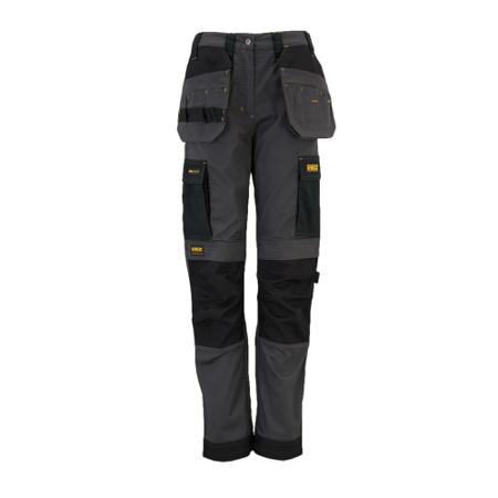 Roseville-8-31 DeWALT Roseville Women's Black/Grey Trousers Stretch Slim Fit, Size 8 31in L