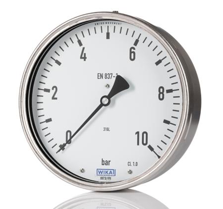 9010491 WIKA G 1/4 Back Entry Analogue Positive Pressure Gauge 10bar, , 0bar min.