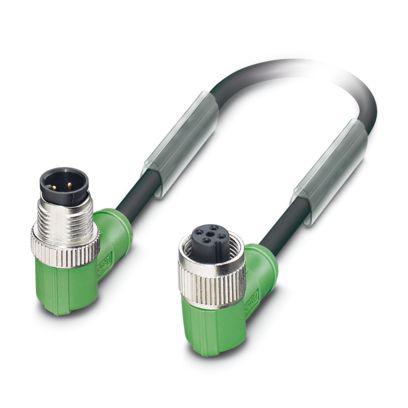 1405347 Phoenix Contact Right Angle Male 4 way M12 to Right Angle Female 4 way M12 Actuator/Sensor Cable, 3m