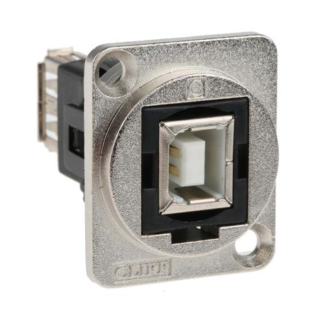 907-5628 RS Pro 2 Port Straight Panel Mount Female to Female Version USB 2.0 A, USB 2.0 B USB Adaptor